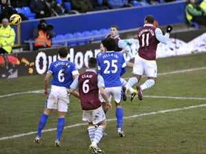 Gabriel Agbonlahor heads Villa back into the lead against Everton on February 2, 2013