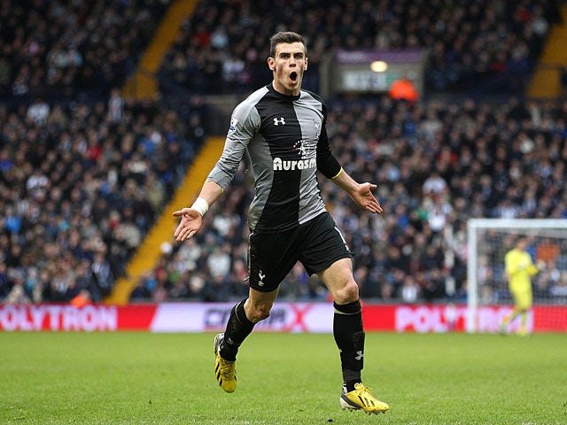 Gareth Bale celebrates after scoring the winner against West Brom on February 3, 2013
