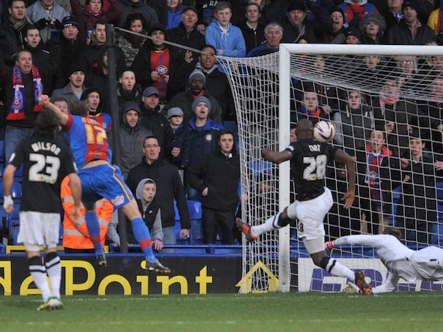 Palace striker Glen Murray scores against Charlton on February 2, 2013