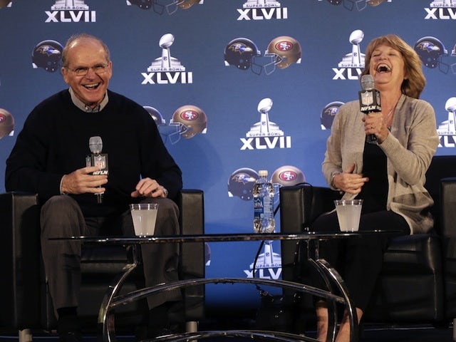'Superbowl Parents' Jack and Jackie Harbaugh takes questions from the media on January 30, 2013
