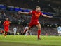 Liverpool captain Steven Gerrard celebrates after scoring his side's second goal against Manchester City on February 3, 2013