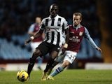 Newcastle's new signing Moussa Sissoko shields the ball from Barry Bannan of Aston Villa on January 29, 2013
