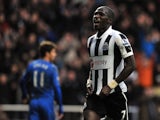 Newcastle's Moussa Sissoko celebrates his goal against Chelsea on February 2, 2013