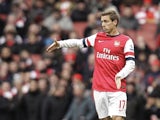 New Arsenal defender Nacho Monreal in action on his debut against Stoke on February 2, 2013