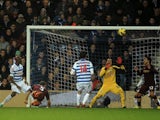 City defender Pablo Zabaleta misses a good chance against QPR on January 29, 2013