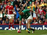 Ireland's Simon Zebo scoring his side's first try during the RBS 6 Nations match against Wales on February 2, 2013