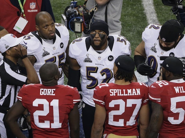 The coin toss before the Superbowl on February 3, 2013