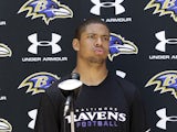 Baltimore Ravens cornerback Asa Jackson talks at a press conference on May 13, 2012