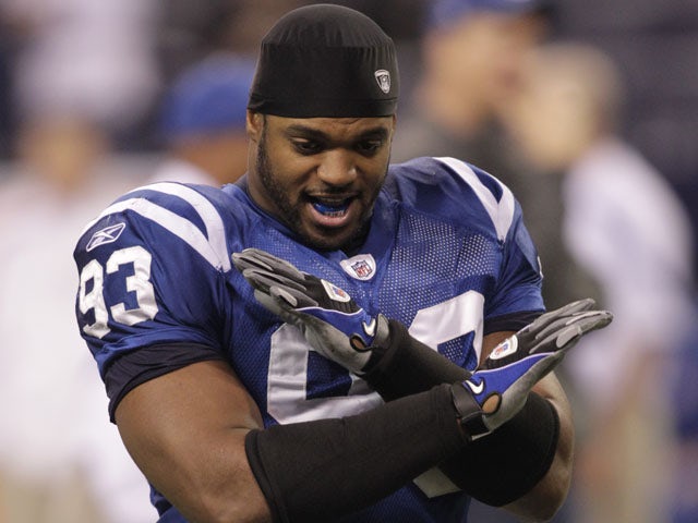 Dwight Freeney prior to the Indianapolis Colts game against the Houston Texans on December 22, 2011