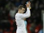 England player Jack Wilshere applauds the fans after his side's match with Brazil on February 6, 2013