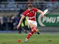 Wales' Leigh Halfpenny kicks a penalty during his side's 6 Nations match against France on February 9, 2013