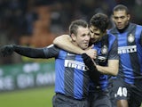 Inter Milan forward Antonio Cassano celebrates after scoring against Chievo on February 10, 2013