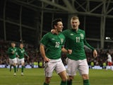 Wes Hoolahan celebrates after scoring for the Republic of Ireland against Poland on February 6, 2013