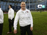England coach Stuart Lancaster smiles at the end of his team's match after beating Ireland in the Six Nations on February 10, 2013