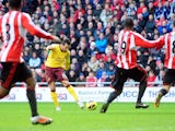 Arsenal's Santi Cazorla scores during his side's match at Sunderland on February 9, 2013