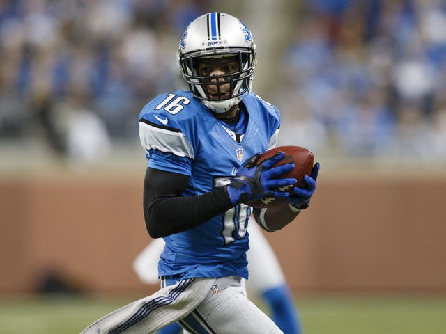 Detroit Lions wide receiver Titus Young after making a reception during his side's match with the Green Bay Packers on November 18, 2012