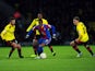 Crystal Palace player Wilfried Zaha is surrounded by Watford players in the two side's clash on February 8, 2013