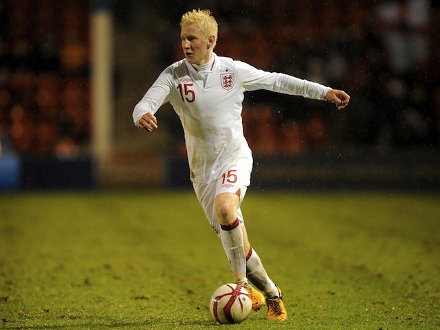 Will Hughes playing for England under 21s against Sweden on February 5, 2013