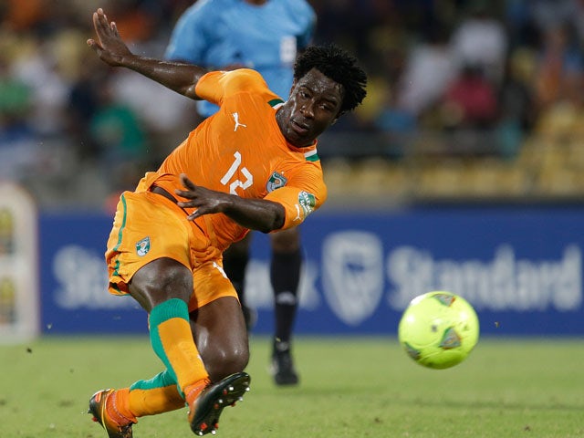 Ivory Coast's Bony Wilfried scores against Algeria on January 30, 2013