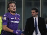 Fiorentina's Adem Ljajic celebrates after scoring against Inter Milan on February 17, 2013