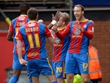 Crystal Palace's Glenn Murray is congratulated by team mates after scoring the opener against Middlesbrough on February 16, 2013