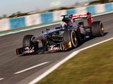 Toro Rosso's Jean-Eric Vergne during a test drive on February 7, 2013
