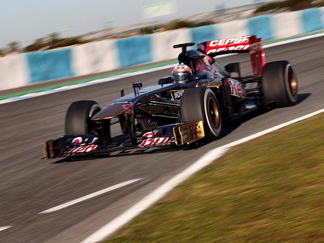 Toro Rosso's Jean-Eric Vergne during a test drive on February 7, 2013