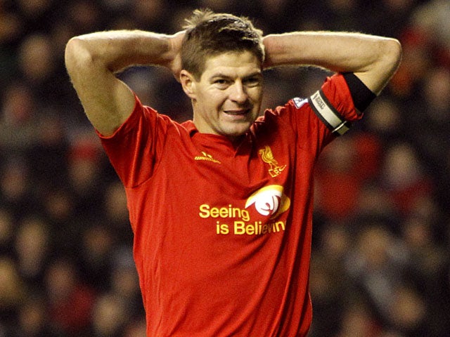 Liverpool captain Steven Gerrard rues a missed chance during his side's match with West Brom on February 11, 2013