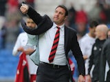 Cardiff boss Malky Mackay celebrates victory over Bristol City at the final whistle on February 16, 2013