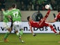 Bayern forward Mario Mandzukic scores against Wolfsburg on February 15, 2013