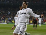Real Madrid's Alvaro Morata celebrates scoring against Rayo Vallecano on February 17, 2013