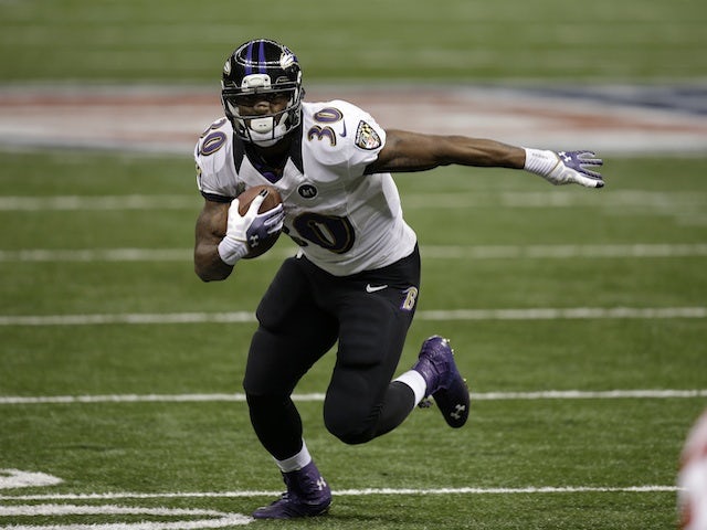 Ravens' Bernard Pierce in action against the 49ers, during the Superbowl on February 3, 2013