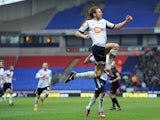 Bolton Wanderers' Craig Dawson celebrates scoring his second goal against Hull on February 23, 2013