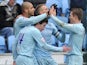 Coventry City's Leon Clarke celebrates with teammates during his side's match against Crewe Alexandra on February 23, 2013