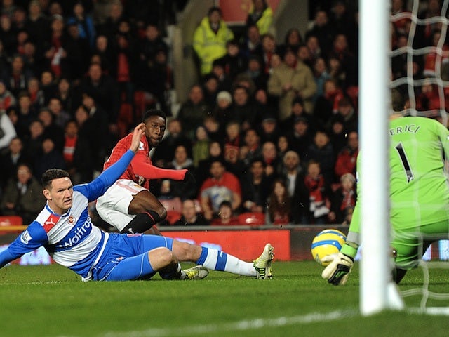 United's Danny Welbeck has a shot saved by Adam Federici on February 18, 2013