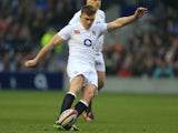 England's Owen Farrell kicks a penalty against France on February 23, 2013