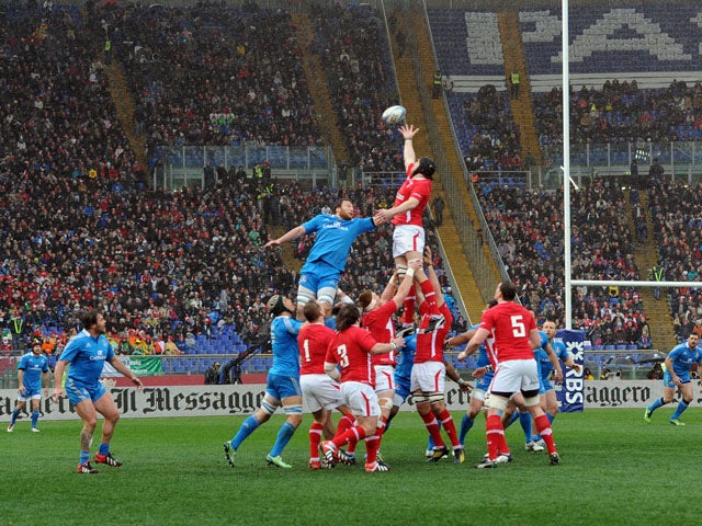 Wales win a line out during their Six Nations match against Italy on February 23, 2013