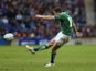Ireland's Paddy Jackson opens the scoring against Scotland during the Six Nations game on February 24, 2013