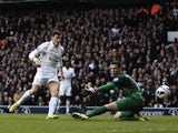 Spurs attacker Gareth Bale opens the scoring against Arsenal on March 3, 2013