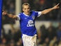 Everton's Leon Osman celebrates scoring the his team's third in the FA Cup 5th round replay against Oldham on February 26, 2013