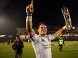 Mark Foster celebrates winning promotion with the Exeter Chiefs on May 26, 2010