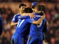 Chelsea players after their first goal against Middlesbrough on February 27, 2013