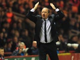 Chelsea interim manager Rafael Benitez gestures wildly during his side's match with Middlesbrough on February 27, 2013