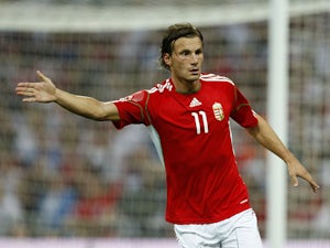 Szabolcs Huszti playing for Hungary against England on August 11, 2010