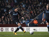 Man City striker Carlos Tevez opens the scoring against Aston Villa on March 4, 2013