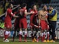 Charlton's Danny Haynes is congratulated by team mates after scoring his team's second against Peterborough on March 5, 2013