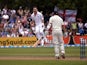 England bowler Jimmy Anderson celebrates taking the wicket of NZ's Peter Fulton on March 7, 2013