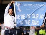 Lee Mair celebrates reaching the Scottish League Cup final on January 27, 2013