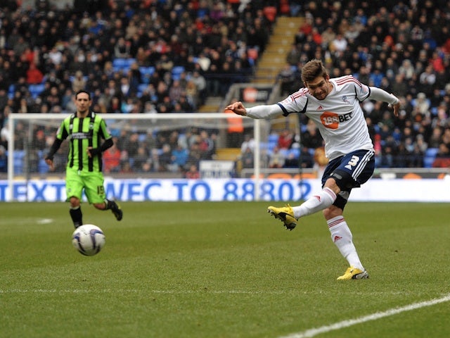 Bolton's Marcos Alonso opens the scoring against Brighton on March 9, 2013