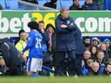 Everton's Marouane Fellaini is subbed during the game with Wigan on March 9, 2013